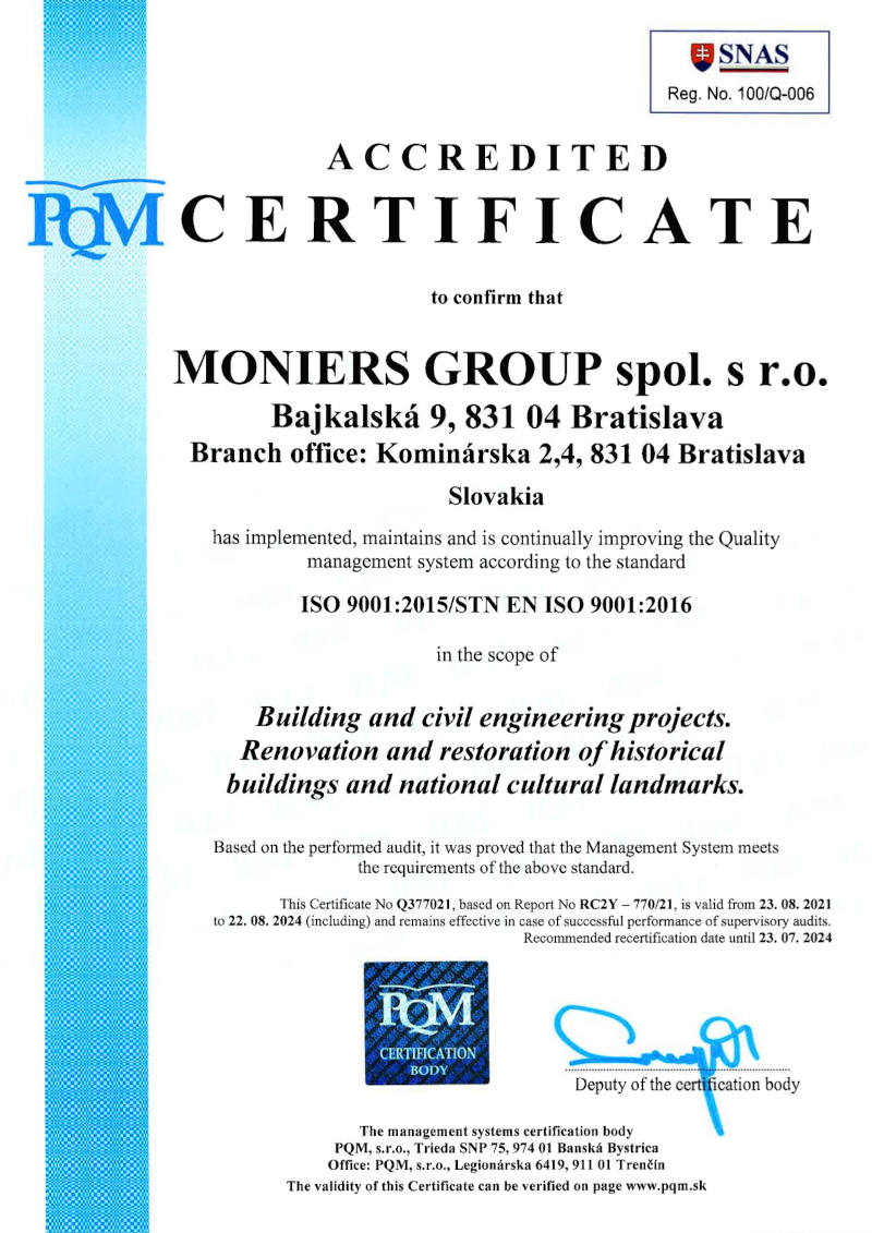 Certificate ST EN ISO 9001